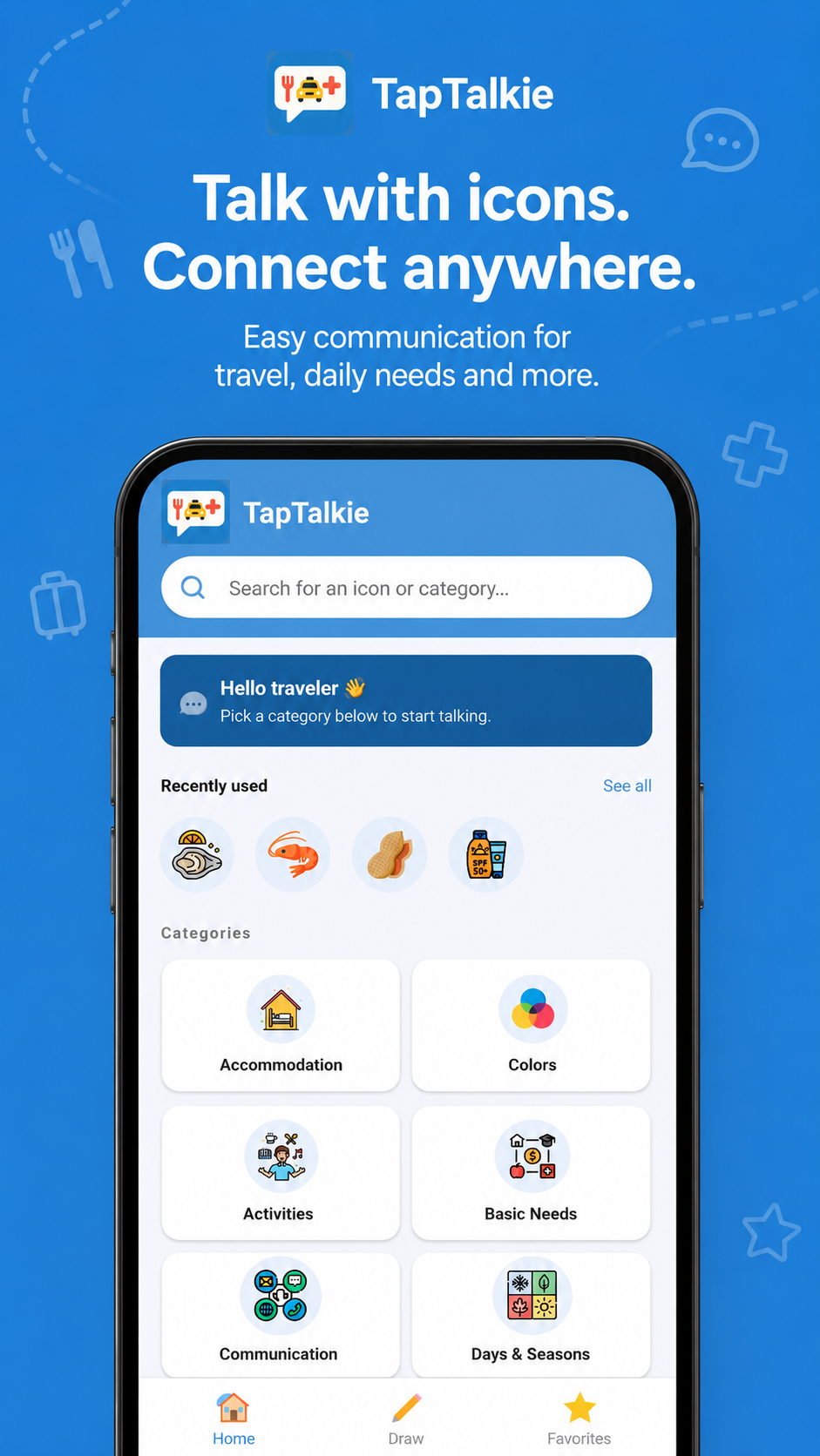 TapTalkie home screen